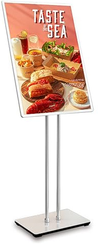 FXNFXLA Cartellone Luminoso a LED da Pavimento, Tabellone per Menu Retroilluminato, Supporto per Cartelloni in Alluminio Regolabile, Cartello Pubblicitario Sporgente Silver Frame 43.5 * 60cm