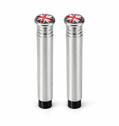 YaaGoo Zinc Alloy Door Lock Pins Compatible with MINI Cooper – Metal Interior Door Pull Knob Covers with Checkered Badge – Car Interior Trim Accessories (Union Jack)