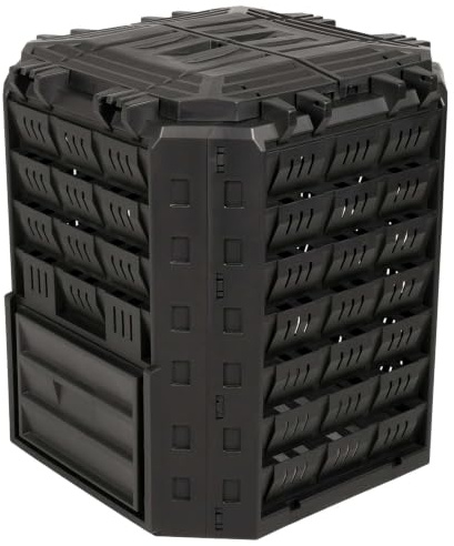 vidaXL Compostiera da giardino Nero 71 x 71 x 81,5 cm 100% PP