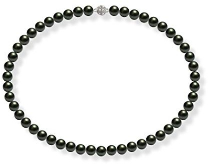 Schmuckwilli Tahiti Dam skal pärla pärlhalsband Svart med grönaktigt överton Magnetspänne verkligt skal 45cm dmk0003-45 (8mm)
