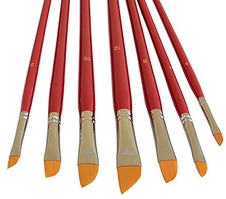 7 Künstlerpinsel Set Schrägpinsel schräg Pinsel repino® Schrägzieher Pinselset für Acrylfarbe Aquarellfarben