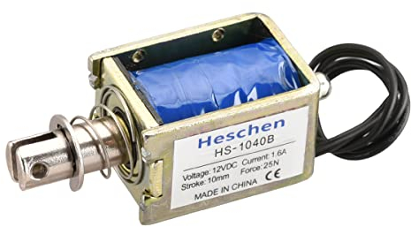 Hechen Solenoid Electromagnet, HS-1040B, DC12V 1,6A 25N, 10mm Hub, Push-Pull-Türschloss mit offenem Rahmen