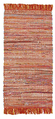 Luxor Living Alfombra Frida Algodón Fibra Natural Alfombra Tejida a Mano Color Naranja, 60 x 120 cm