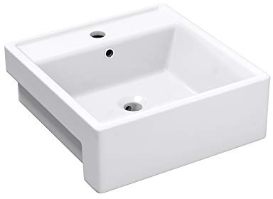 Mai & Mai Vasque à Encastrer Blanc 41cm Lavabo en Céramique Évier Lave Mains Salle de Bain avec Trop-plein ME202