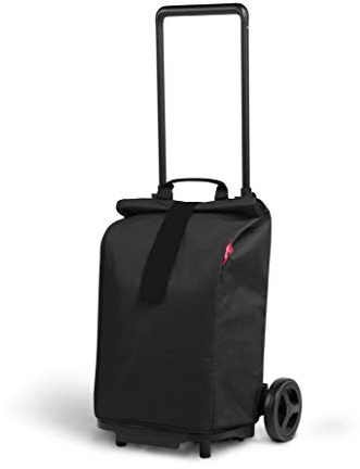 GIMI Sprinter zusammenklappbarer Einkaufstrolley mit verstellbarem Teleskopgriff, Regenbeutel mit Rollverschluss und Klettband, mit großen Rädern und Schutzblechen, Fassungsvermögen 50 l, 45 x 39 x