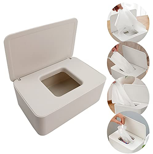 Wet Tissue Box, Baby Towel Box Dispenser Box for Wet Wipes Case with Lid, for Home Office (White)