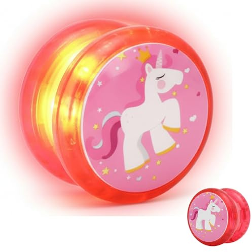 Light Up Yoyo Automatic Return Yo-Yo for Kids & Beginners – Unicorn Red LED Responsive Trick Yoyo with Strong String, Flashing Spin Toy for Boys & Girls