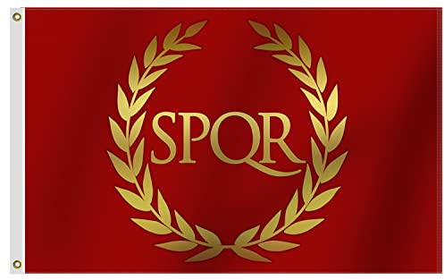 Flagge des römischen Reiches, 90 x 150 cm, aus glänzendem Stoff, Seide, lebendige Farben und farbecht, doppelt genäht, bedruckte SPQR-Flaggen, Dekoration, Geschenk, Hof, Hausbanner