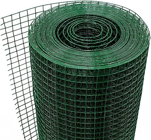A2ZWORLD Red metálica plastificada en verde, rollo de 10 metros, malla 12, 7 x 12, 7 mm, red protectora para valla de jardín (50 cm) (AG360707)