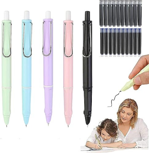 kiimiipa FüLlfederhalter,Einziehbarer FüLlfederhalter,FüLler Grundschule,NachfüLlbarer Tintenschreibstift,Glatt Schreibender Kalligraphie-FüLlfederhalter FüR SchulbüRos (5) (6)