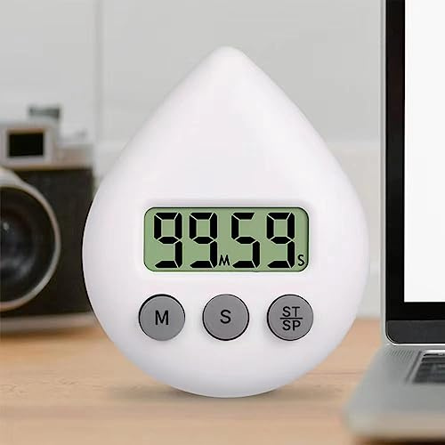 BBTISG 2 Piezas Temporizadores Digitales de Ducha, Mini Temporizador Magnético Impermeable en Forma de Gota de Agua Mini Reloj Despertador Digital Adecuado para Niños Adultos (Blanco)