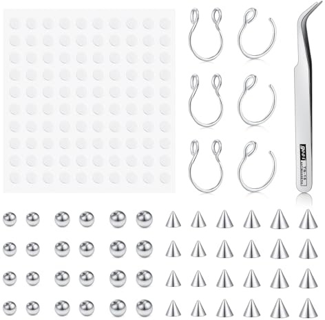 D.Bella Fake Piercings Faux Nose Ring Hoop Septum Piercing Lip Rings Snake Bites Eyebrow Piercing Clip on Piercined Jewelry