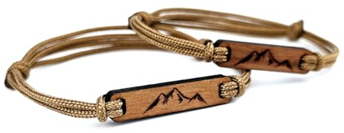Edelholz-Armband mit Berggravur, Paracord Armband: Rückseite personalisierbar & Made in Germany