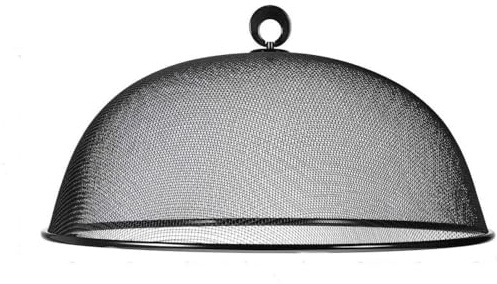 Round Metal Mesh Food Cover Plate Covers Reusable Food Protector Net Dome Food Cover Mesh Food Tents Picnic Food Umbrella Net Cake Covers for Kitchen Food Vegetable (Black, 30cm)