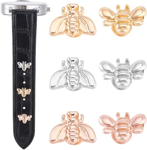 GOMAKERER 6pcs 2 styles Clous de Bracelet de Montre D'Abeille 3 couleurs Mignon Smartwatch Bracelet Breloques Goujons Alliage Bracelet de Montre Décoration Goujons pour Sangles Universelles Femmes