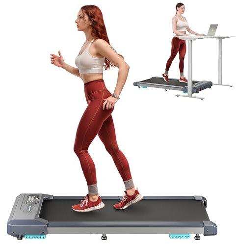 Dripex Under Desk Treadmill, 2.5HP Walking Pad Treadmill with Shock-absorbing Cushions & Comfortable Running Belt, Portable Walking Machine with Remote Control and LED Display, 1-6km/h, No Assembly