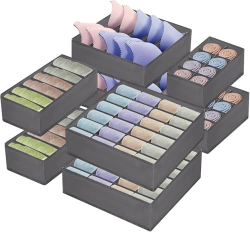 Zosenyer 8 Stück Unterwäsche Organizer, Schubladen Organizer Faltbar Akleiderschrank Organizer Aufbewahrungsbox für Kleidung BHs Socken Krawatten Höschen Scarves