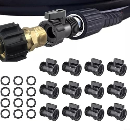 Zeroupshop Valvole di chiusura per tubo da giardino, confezione da 12 pezzi, connettori per il controllo dell'acqua da 3/4, raccordi in plastica per sistemi di irrigazione, camper, spruzzi