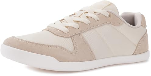 WHITIN Women's Barefoot Wide Toe Box Minimalist Minimus Zero Drop Shoes Size 7 Width Breathable Comfy Walking Classic Fasion Female Sneaker Beige 38
