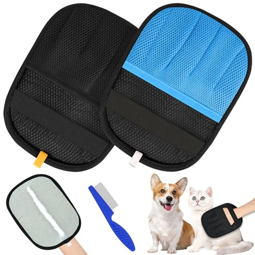 Hysagtek Pet Hair Removal Gloves – Electrostatic Pet Hair Removal Gloves Reusable Five-Finger Cat Dog Fur Remover Grooming Glove Brush Tool for Clothing Couch Funiture Carpet Car Seat