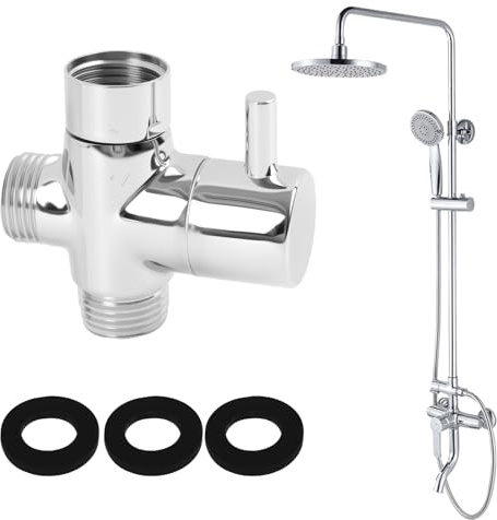 3-Wege-Umschaltventil Dusche 20mm G 1/2, Hochwertiges Messing Absperrventil Mit Keramikscheiben, Chrompoliert, Einfacher Einbau Für Duschsysteme in Badezimmer, Küche Und Toiletten, Dusche Diverter