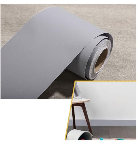 Borde de vinilo autoadhesivo for papel tapiz, 40 x 4 m, resistente al agua, for zócalo, for decoración del hogar, color(Silver Gray)