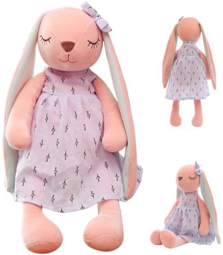 QWEPU Lapin apaiser poupée, Peluche Lapin de Pâques, Oreilles Tombantes Peluche Douce Animaux (Bleu, 35cm)