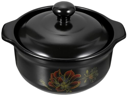 IMIKEYA Cazuela para Estofado Olla Asas Dobles para Sopa y Guisos Capacidad 1600 Ml Utensilios de Cocina Resistentes al Calor para 1-2 Personas Uso Hogar y Restaurante