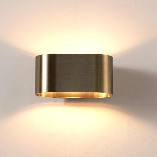 Alpinaluz Applique Murale Up & Down avec Douille G9, Design Courbé en Métal, Éclairage Décoratif Intérieur pour Couloir, Salon et Chambre, IP20 (Doré)