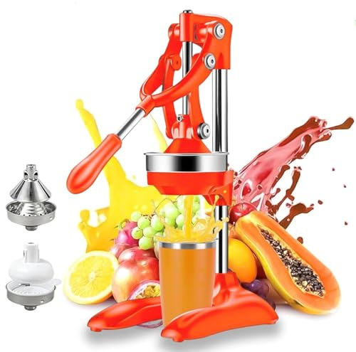 Exprimidor Manual CíTricos Acero Inoxidable, Hierro Fundido Grado Comercial, para Naranja, LimóN, Lima Y Granada, Alto Rendimiento, Sin Electricidad, FáCil de Usar(C)