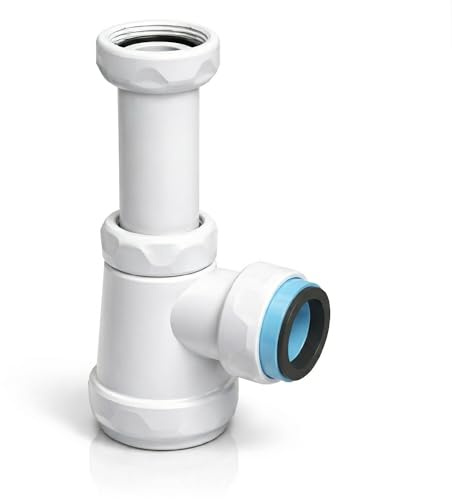 Fluvia Sifon Botella Corto Extensible para Lavabo y Bide Racor 1 1/4 Salida 40 mm con Reduccion 32 mm Antiodor Polipropileno Resistente Instalacion Facil Desague Bano Aseo Universal Usos Domesticos WC