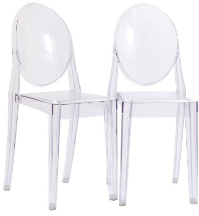 Modway Casper Modern Acrylic Stacking Two Dining Side Chairs in Clear