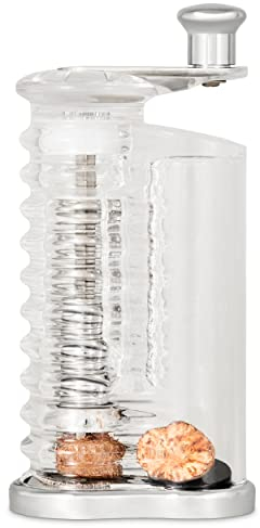 Cole & Mason H101119 Wallis Molinillo de Nuez Moscada, Transparente, 145mm, Cuchillas Dentadas Triples de Acero Inoxidable, Acrílico, Especias No Incluidas