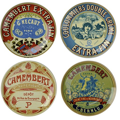 BIA Lot de 4 Assiettes à Fromage Camembert Classiques 12,5 cm de diamètre Coffret Cadeau