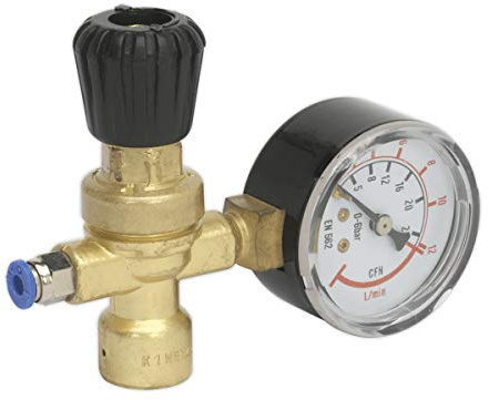 *10D* Sealey Gas Regulator + Guage For Disposable Cylinder CO2 / Argon (Mig Welder) ** Sealey_REG/MMG **