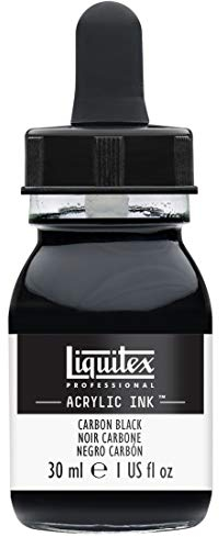 Liquitex Ink Professional flüssige Acrylfarben - Tuschen, 30ml, hochpigmentierte Airbrushfarbe - Karbonschwarz