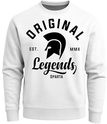 Neverless Sweatshirt Herren Original Legends Gladiator Sparta Rundhals-Pullover Weiss 4XL