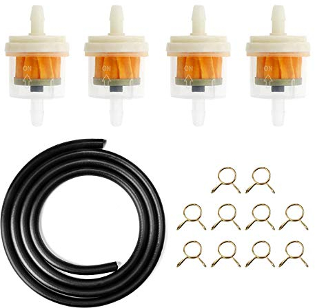 Kit Tubo Benzina - 1.1 Metri Linea carburante + 4 Pezzi 5mm Gas Inline Filtri Carburante + 10 Pezzi Fascette stringitubo,filtro benzina,Filtro Carburante Gas,Speed Quick Fuel Filter (1M)