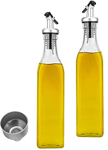 Tigerkinwit Bottiglia di Olio,Bottiglia Dispenser Olio 300ml*2 PCS Olio e Aceto Dispenser Prova di Perdite con Beccuccio Oliera Bottiglia per Barbecue Cucinare Grigliare
