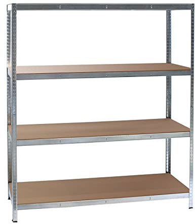 Wiltec Scaffale per carichi pesanti zincato 160x60x180cm Scaffale a incastro 4 ripiani 175kg/piano