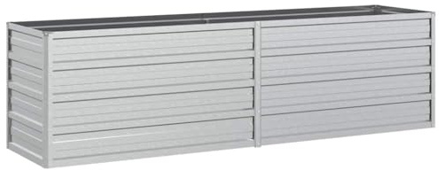 vidaXL Odlingslåda upphöjd galvaniserat stål 160x40x45 cm silver, odlings låda, blomlåda, blom låda, odlings lådor, blomlådor, blom lådor