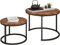 DUMEE Round Coffee Table, Set of 2 Side Table Nesting Table with Steel Frame and Wooden Top, for Living Room, Bedroom, Balcony, (Rustic Brown/Black, Dia 60/40cm)