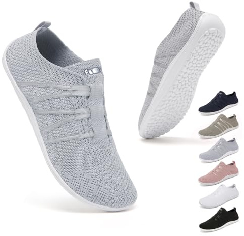 Geweo Unisex Barfota Skor Dam Herr Minimalistiska Traillöparskor Träningsskor Löparskor Barfotaskor Slip On Sneakers Zero Drop Soles Grå 39EU