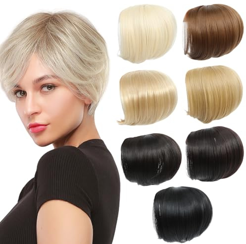 Glatte Haartopper Haarteile mit Fransen für dünner werdendes Haar Frauen Clip in Haarteile Frauen Topper Haarteil Toupet für Haarausfall (8 INCH, Light Brown)