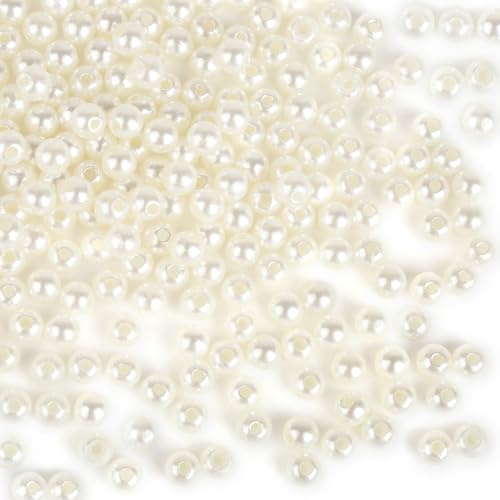 1500 cuentas blancas de 6 mm, perlas de imitación de color marfil para coser en cuentas con agujeros, para hacer joyas
