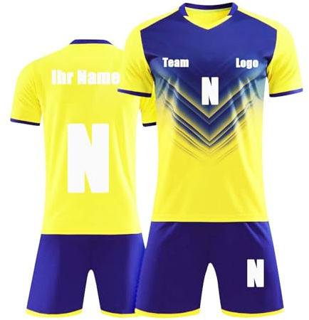 Generisch Benutzerdefiniert Trikot T-Shirt Shorts 2 Teiliges Set Jeder Name Nummer Team Logo - Fußballtrikot Kinder Männer Jungen Personalisierte Fußballtrikots