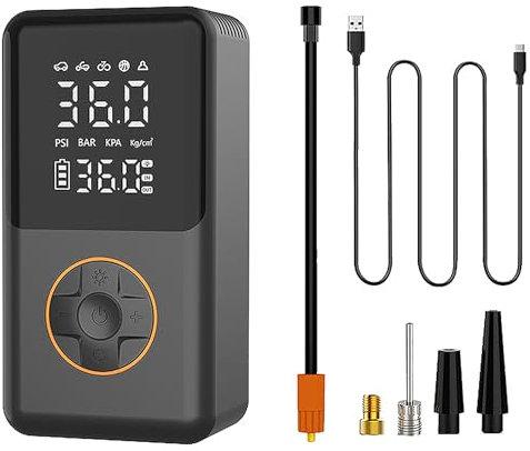 INDOTEAM Compresseur d'air de gonflage de pneus | Compresseur de gonflage de pneus de voiture avec manomètre sans fil batterie électrique intelligente double affichage | Pompe de gonflage numérique