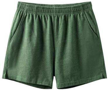 Amy Coulee Pantaloni da notte corti da uomo in cotone 4 Pantaloni corti leggeri da pigiama Pantaloni corti da pigiama Pantaloni da pigiama con tasche, verde, M