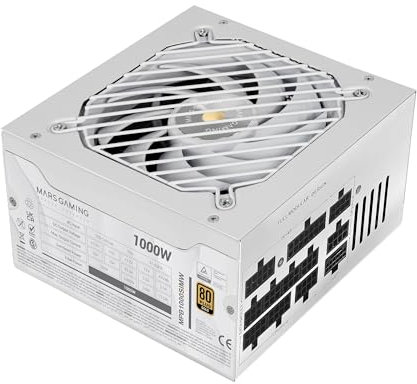 Mars Gaming MPB1000SIM, Fuente Alimentación Full Modular ATX 1000W, 7 Años Garantía, 80Plus Gold 90%, Ventilador SI Extreme Silence 140mm, Tecnologías AI2-RPM, DC-DC y SMD, ATX 3.1 y PCIe 5.1, Blanco