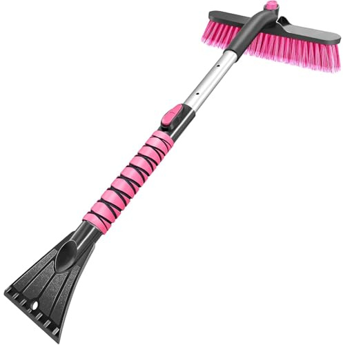 HEEYA 12.6 Inch Large Brush Head with Ice Scraper, Snow Scraper - Pink